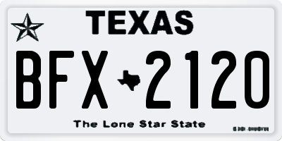 TX license plate BFX2120