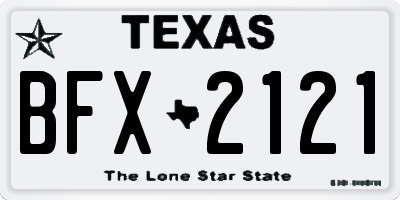 TX license plate BFX2121