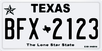 TX license plate BFX2123