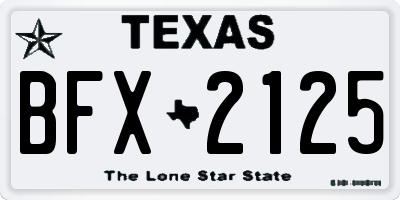 TX license plate BFX2125