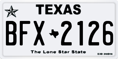 TX license plate BFX2126