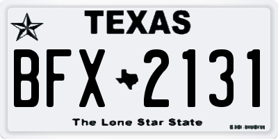 TX license plate BFX2131