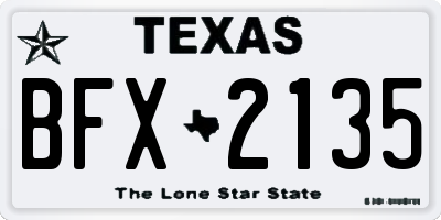 TX license plate BFX2135