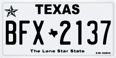TX license plate BFX2137