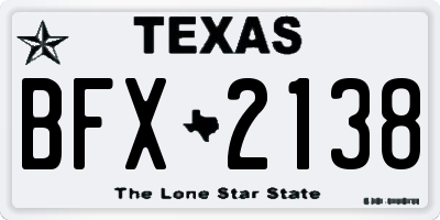 TX license plate BFX2138