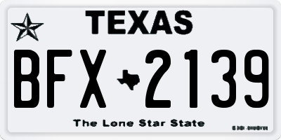 TX license plate BFX2139