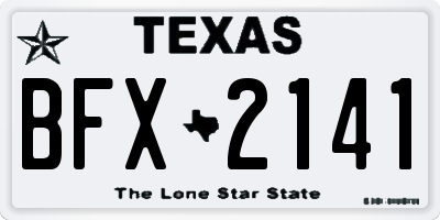TX license plate BFX2141