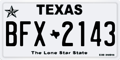 TX license plate BFX2143