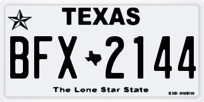 TX license plate BFX2144
