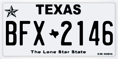 TX license plate BFX2146