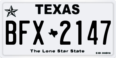 TX license plate BFX2147