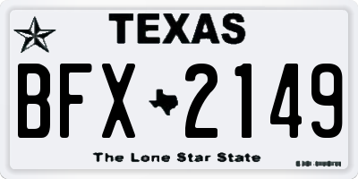 TX license plate BFX2149