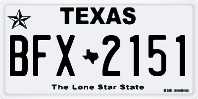TX license plate BFX2151