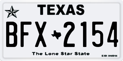 TX license plate BFX2154