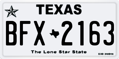 TX license plate BFX2163