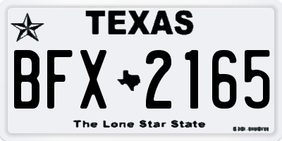 TX license plate BFX2165