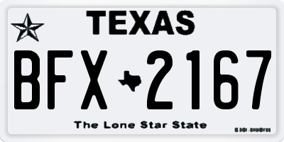 TX license plate BFX2167