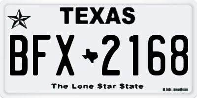 TX license plate BFX2168