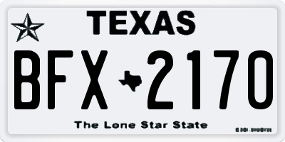 TX license plate BFX2170