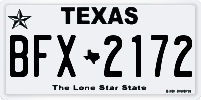 TX license plate BFX2172