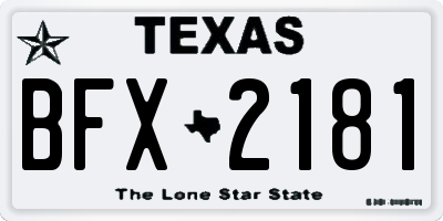 TX license plate BFX2181