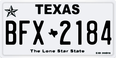 TX license plate BFX2184
