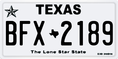 TX license plate BFX2189