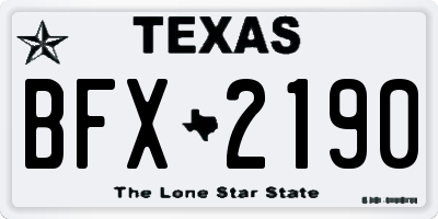 TX license plate BFX2190