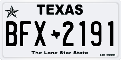 TX license plate BFX2191