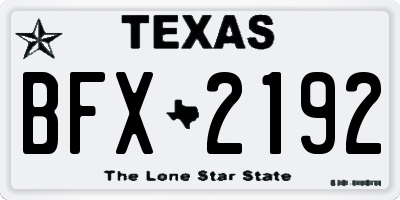 TX license plate BFX2192
