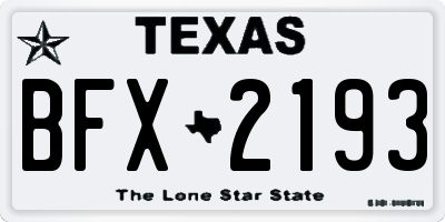 TX license plate BFX2193