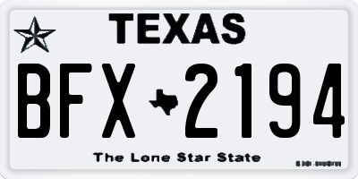 TX license plate BFX2194