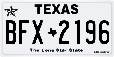 TX license plate BFX2196