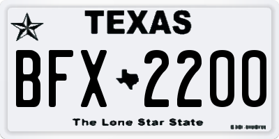 TX license plate BFX2200