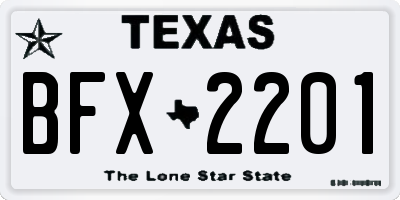 TX license plate BFX2201