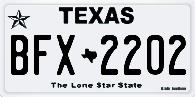TX license plate BFX2202