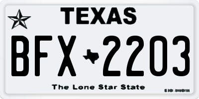TX license plate BFX2203