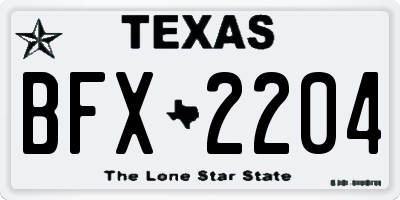 TX license plate BFX2204
