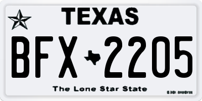 TX license plate BFX2205