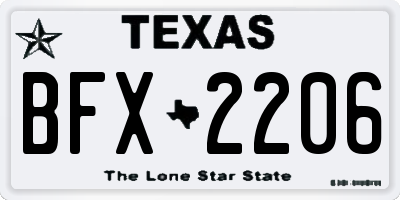 TX license plate BFX2206