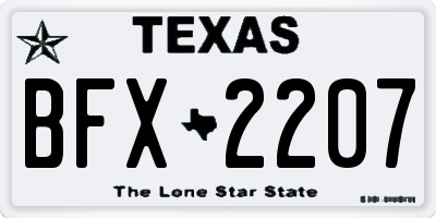 TX license plate BFX2207