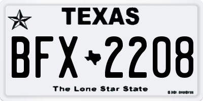 TX license plate BFX2208