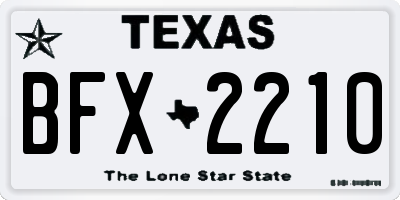 TX license plate BFX2210