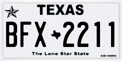 TX license plate BFX2211