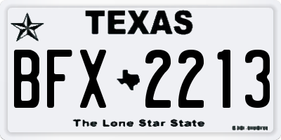 TX license plate BFX2213