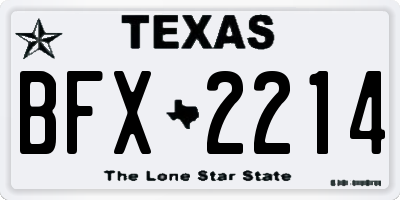 TX license plate BFX2214