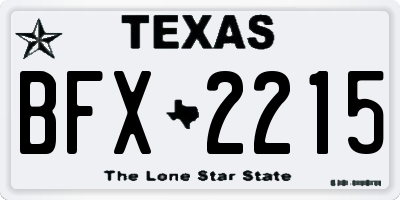 TX license plate BFX2215