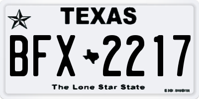 TX license plate BFX2217