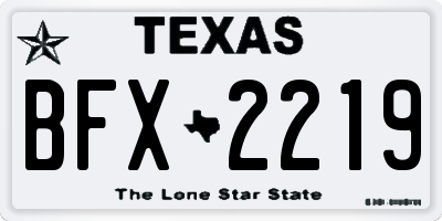 TX license plate BFX2219