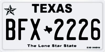 TX license plate BFX2226